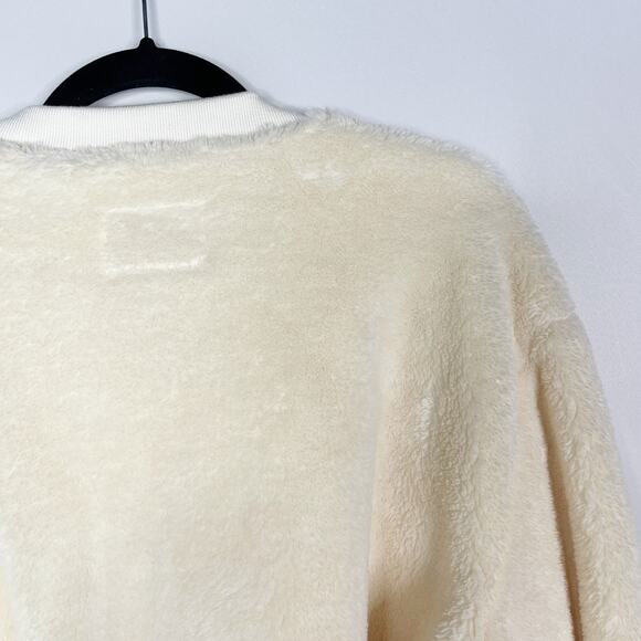 Apparis S/M Cream Teddy Sherling Sherpa Sweatshirt Crew Boxy Fit Lounge Cozy - Picture 4 of 8
